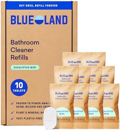 BLUELAND Bathroom Spray Cleaner, 10-Pack Refill, Eucalyptus Mint by BLUELAND
