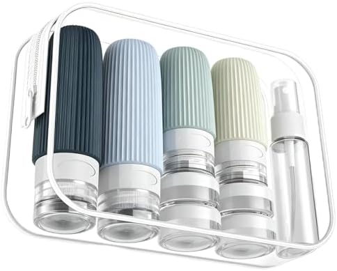 16 Pack Travel Bottles Set - TSA Approved Toiletry Bottles, Leak Proof Refillable Silicone Travel Size Containers with Jars, Spray Bottles, Funnel, Brush & Clear Bag for Carry-On, Camping & Vacation by Unknown