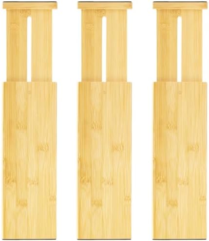 VaeFae 3 Pack Bamboo Drawer Dividers, 4" High Adjustable 11.9-17.1" Clothes Drawer Organizers, Expandable Separators for Bedroom/Bathroom/Kitchen/Office Storage by VaeFaeDirect