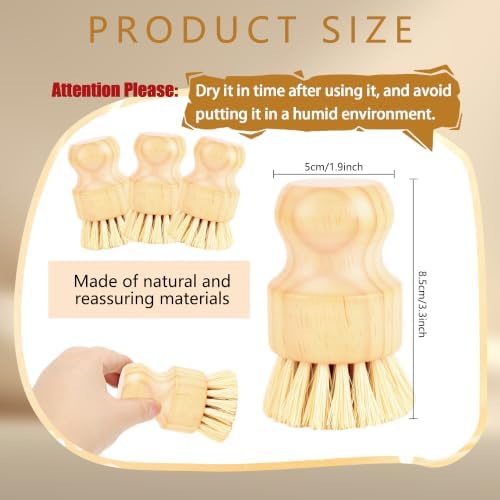 30 Pack Bamboo Dish Scrub Brushes Wooden Kitchen Cleaning Brushes with Sisal Bristles Wood Dish Scrubber Cleaning Set for Pots Pans Sink Vegetables - Image 2