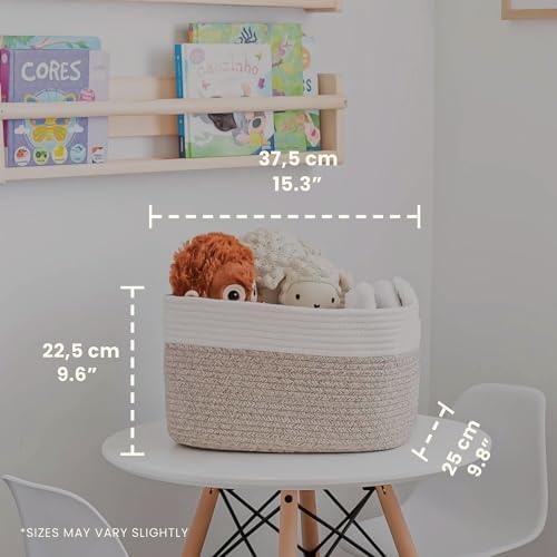 OrganiHaus Cotton Rope Baskets for Shelves, Set of 3, 15x9x10 - Image 2