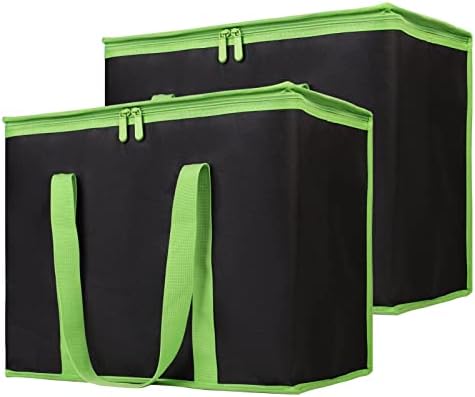 Bodaon 2-Pack Insulated Reusable Grocery Shopping Bags, X-Large Black-Green by Bodaon