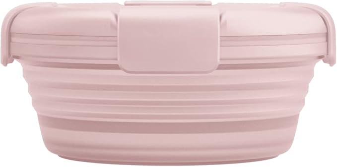 STOJO Collapsible Bowl - Translucent Carnation, 36oz - Reusable Silicone Bowl for Hot and Cold Food - Perfect for Travel, Meal Prep, To-Go Lunch, Camping & Hiking - Microwave & Dishwasher Safe
