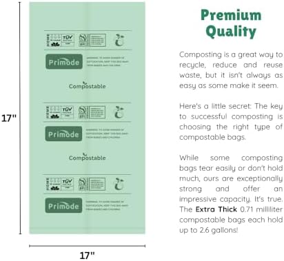 Compost Bags, Compostable Trash Bags 2.6 Gallon Compostable Bags 100 Count Small Compost Bags for Countertop bin Extra Thick 0.71 Mil. ASTM D6400 Certified By BPI and TÜV AUSTRIA - Image 2
