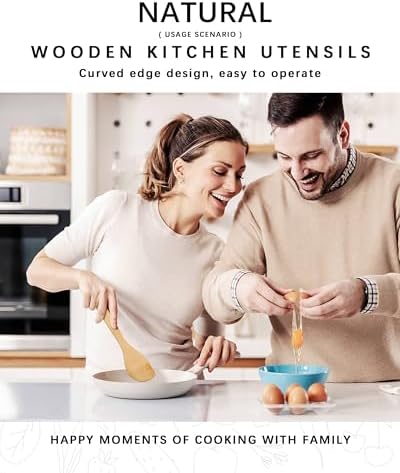 Wooden Spoons for Cooking, 3-Piece Bamboo Cooking Utensil Set - Image 3