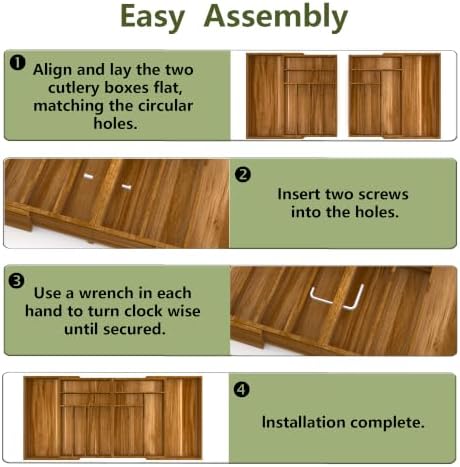 Suli Extra Large Silverware Drawer Organizer,Expandable 22in to 37in,Acacia - Image 6