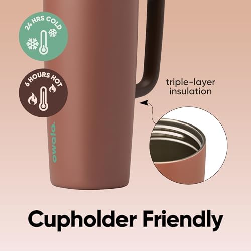 Owala SmoothSip Slider Stainless Steel Insulated Travel Mug with Handle, 100% Leak Proof, For Hot and Cold Drinks, Travel Friendly with Sliding Lock Lid, 24 oz, BPA Free, Leak Proof, Cozy Cocoa - Image 3