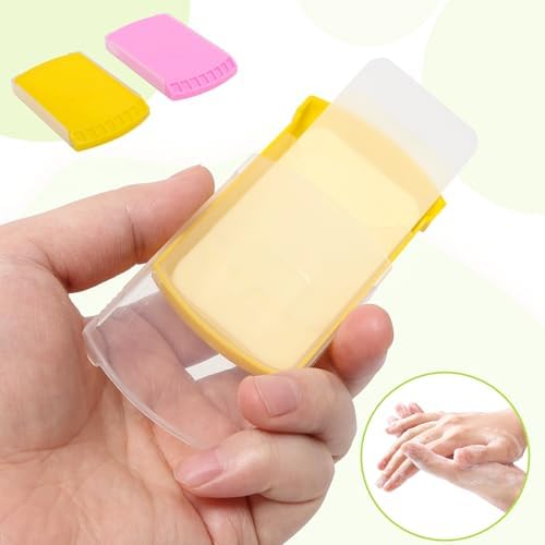HongyiTime 2 Boxs (100 Sheets) Hand Washing Soap Sheets for Outdoor Travel,Portable Camping Hand Soap,Hiking Washing Hand Bath Paper Soap for Travel,BBQ,Party,School,Girls(Yellow&Pink) - Image 3
