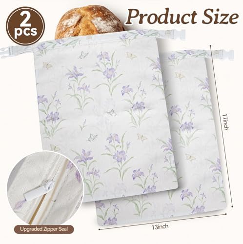 Beeswax Bread Bags, 2 pcs Reusable Bread Bags for Homemade Bread, - Image 2