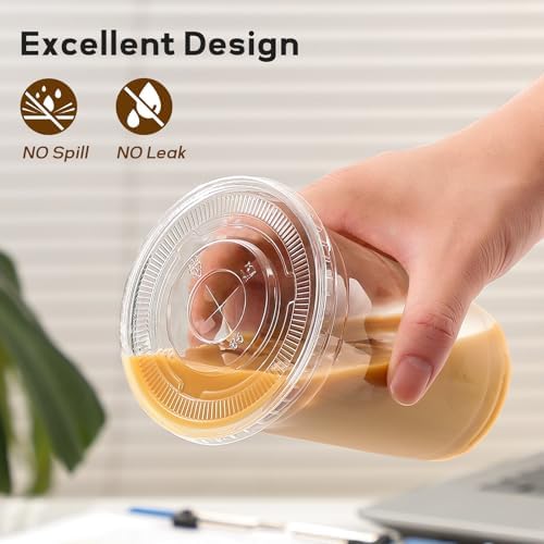 AOZITA 20 oz Plastic Cups with Lids and Straws, 25 Pack, Disposable Iced Coffee Cups with Lids, Clear Cups with Lids for Cold Drinks, Iced Tea, Milkshakes, Smoothies - Durable & BPA Free - Image 4