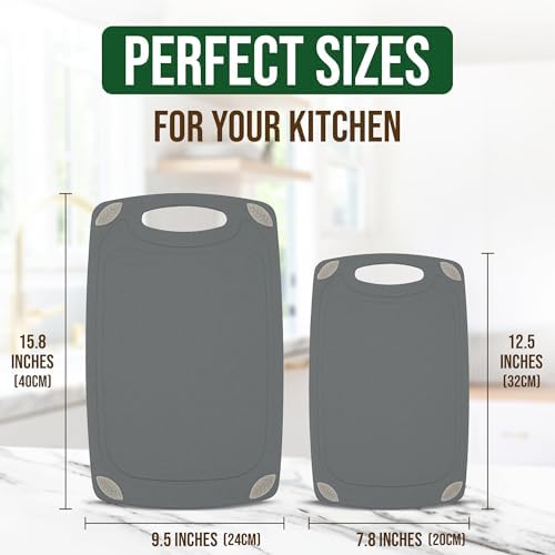 AXIOM CREATIONS 2-Piece Reversible Cutting Board Set Made with Natural Wheat Straw Fiber, Eco-Conscious Food Safe Kitchen Essentials, Gluten Free & BPA Free Chopping Boards for Kitchen - Image 3