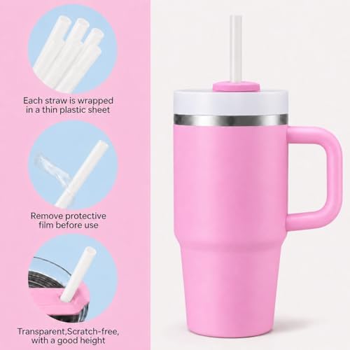 Replacement Straws Compatible with 20 oz Stanley Quencher Tumbler, 8.5 Inch Reusable Straws, Drinking Cup Accessories, White-6 Pack - Image 4