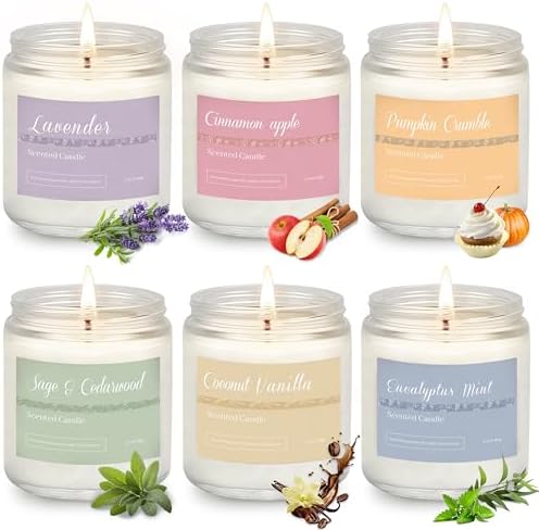 Scented Candles Gift Set for Women, 6-Pack Fall Soy Candles for Home Decor by PELN