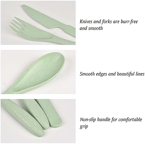 Zoyiancy 21Pcs Wheat Straw Cutlery Set, Light Green Reusable Utensils - Image 3