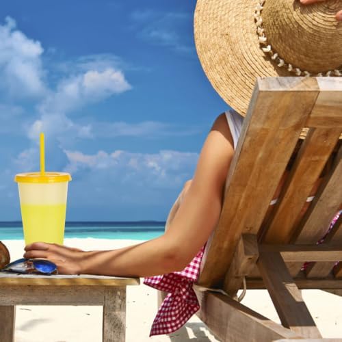 Color Changing Cups, 5 Pack 24oz Plastic Tumblers, Reusable Iced Coffee & Smoothie Cups with Lids and Straws for Parties and Travel (9 Changing, 9 Packs) - Image 4