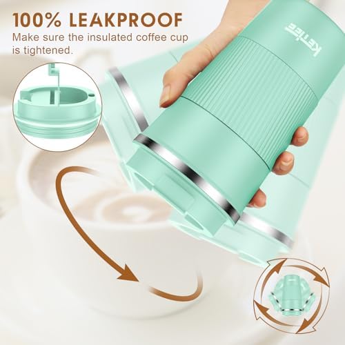 KETIEE 12oz Coffee Mug: Vacuum Insulated Coffee Cup with Leakproof Lid, Travel Coffee Mug Stainless Steel Double Walled Reusable Coffee Cup for Hot and Cold Water Coffee - Image 3
