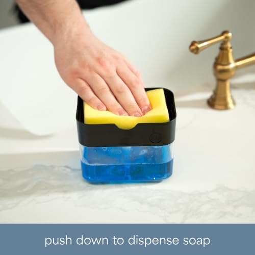S&T INC. Dish Soap Dispenser and Sponge Holder, Matte Black - Image 2
