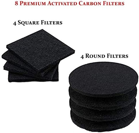 RED FACTOR 8 Pack Extra Thick Charcoal Filters for Kitchen Compost Bins - Activated Carbon Replacement Filters for Odor Free Buckets (4 Round, 4 Square) - Image 2