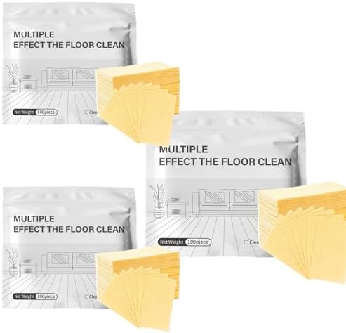 Multi-Surface Floor Cleaning Tablets, Multiple Floor Cleaner 100 Piece Multi Effect Clean Quick Shine Cleaner Sheets, Dissolvable Efficient Care Agents for Mopping Hardwood(Yellow -300pcs) by Unknown