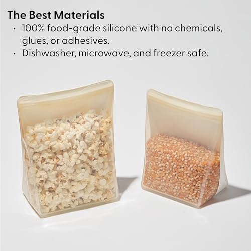 W&P Porter Silicone Reusable Storage Bag, Sandwich (50oz Stand-Up), Sage, Food Storage Container, Microwave and Dishwasher Safe, Easy Cleaning - Image 3