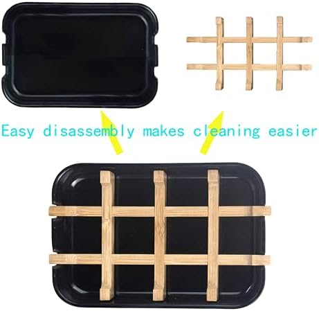 Aoheuo Modern Bamboo Fiber soap Holder and soap Dish Combination (Removable),5.12 Long by 3 Wide, 0.98 inches high, Used in Kitchens, bathrooms, and bar Sinks (Black(2 Pack)) - Image 4
