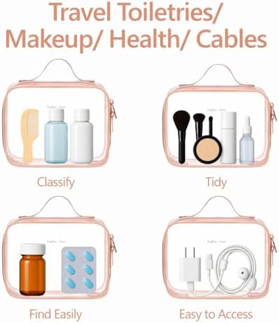 PACKISM Clear Makeup Bag Travel - TSA Approved Toiletry Bag, 2 Rose Pink - Image 5