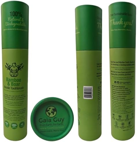 Gaia Guy Natural Bristle Bamboo Toothbrush (NO Nylon - Boar Hair ONLY) - Totally Compostable & Biodegradable Boar Bristle and Bamboo Toothbrushes - Zero Waste - 12-Pack - Image 7