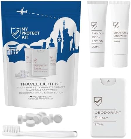 MY PROTECT KIT Travel Light Kit, 18-Piece Travel Essentials with Toothbrush by MYPROTECTKIT