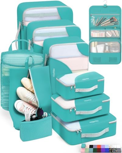 OlarHike 10 Set Packing Cubes for Travel,Gifts for Women Mom,Anti-Tearing Suitcase Organizer,with Over 1000 pcs Mesh Holes,Vacation Essentials & Accessories for Cruise Ship by OlarHike