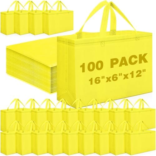 Windyun Reusable Grocery Bags Large Non Woven Shopping Bags with Handles Foldable Portable Tote, 16x6x12 Inch by Windyun