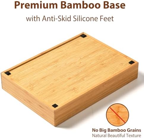 Umilife Kitchen Drawer Organizer, 10 Inch Silverware Utensil Tray Holder, Extra Deep, with Non-Slip Feet & Grooved Drawer Divider, 5 Slots Total Bamboo Wood Caddy for Flatware Cutlery Knives - Image 3