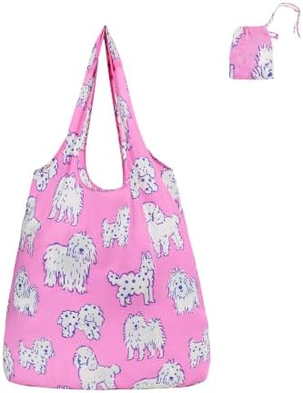 Stelle Lightweight Reusable Grocery Bag with Handles Ripstop Nylon Foldable Tote Shopping Bags for Travel and Groceries by StelleAthletica