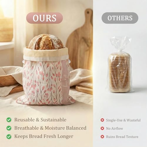 Beeswax Bread Bags for Homemade Sourdough, XL 2 Pack Reusable Bags - Image 5