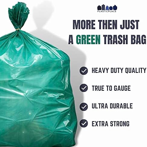 Plasticplace 64-65 Gallon Trash Can Liners for Toter │ 1.5 Mil │ Green Heavy Duty Garbage Bags │ 50” x 60” (50 Count) (W65LDGTL) - Image 3