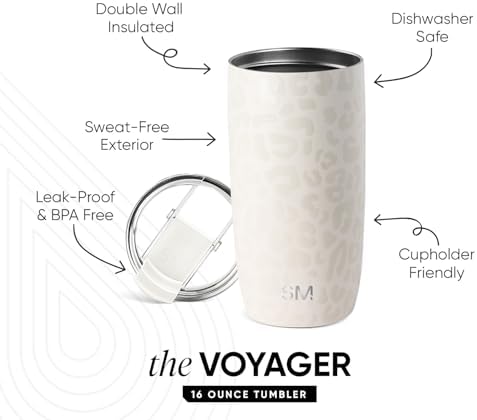 Simple Modern Travel Coffee Mug with Lid | 16oz | Leopard - Image 4