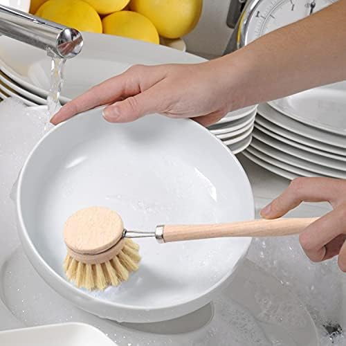 5 Pieces Bamboo Dish Brush Set for Eco-Friendly Home - Wooden Dish Scrubbers, Sustainable Kitchen Cleaning Set, Natural Bristle Dish Brushes for Pots Pans Bottles - Image 7