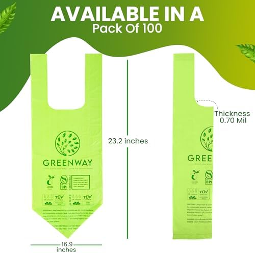 GREENWAY 3 Gallon Compostable trash Bags with Handles,100 Count, Extra Thick 0.70 Mil, BPI & OK Home Certified,Small kitchen Trash Bags for Countertop Compost Bins, Food Waste, Bathroom, Cat Litter - Image 2