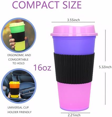 Color Changing Cups, 5 Pack 24oz Plastic Tumblers, Reusable Iced Coffee & Smoothie Cups with Lids and Straws for Parties and Travel (Hot coffee, 12 Pack) - Image 2