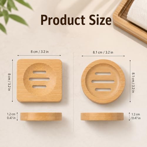 2Pcs Bamboo Soap Dish Holders Wooden Soap Dishes for Shower - Image 2