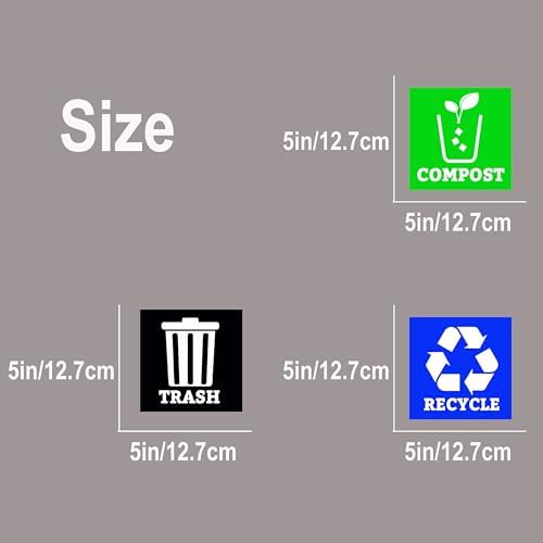 Trash Recycle Compost Stickers Set of 3 Recycle Sticker Vinyl Decal for Recycle Bin, Compost Bin, Trash Can Symbol to Organize Garbage containers Trash Can (Recycle&Trash&Compost Multi, 5x5inch) - Image 4