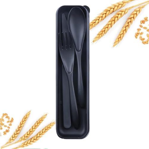1Pack Black Wheat Straw Cutlery Set, BPA Free Eco Flatware with Travel Case by Unknown