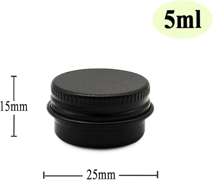 30 pack 5 ml Black Lip Balm Tin Cans, 5g Mini Aluminum Makeup Sample Containers with Screw Lid, Empty Metal Tins Pot Storage Travel Jars for Cosmetic, Cream, Candle, Tea, 5 Gram Small Tins