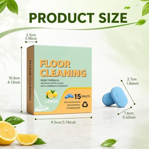 DOUNIU 30 Count Floor Cleaning Tablets, Lemon Scent Fast Dissolving Floor Cleaner Tablets, No Sticky Residue Floor Cleaning Refill for Tile, Vinyl, Laminate and Hardwood Floors - Image 7