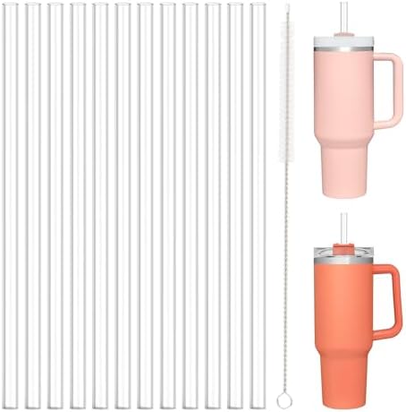 12 PCS Replacement Straws for Stanley|Owala|Simple Modern 40oz 30oz Tumbler, Reusable Clear Drinking Straws with Cleaning Brush for Stanley Cup Accessorie，BPA Free, Dishwasher Safe by Allwith