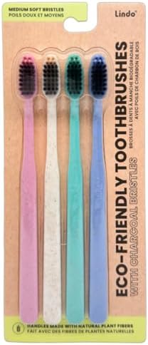 Lindo EcoGrip Bamboo Toothbrush - Eco-Friendly (Pink, Beige, Green, Blue) by Lindo