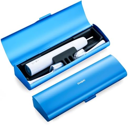 Aluminum Electric Toothbrush Travel Case, 2 in 1 Travel Toothbrush Holder for Oral B/Oral-B Pro 1000 1500 5000 and Most Electric Toothbrush for Traveling, Removable Silicone Liner-Blue by Oralphi