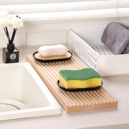 Soap Dish for Shower, Set of 2 Bamboo Soap Saver for Bathroom, Self Draining Bar Soap Holder for Bathroom,Soap Stand Soaps for Homemade Soaps Saver - Image 5