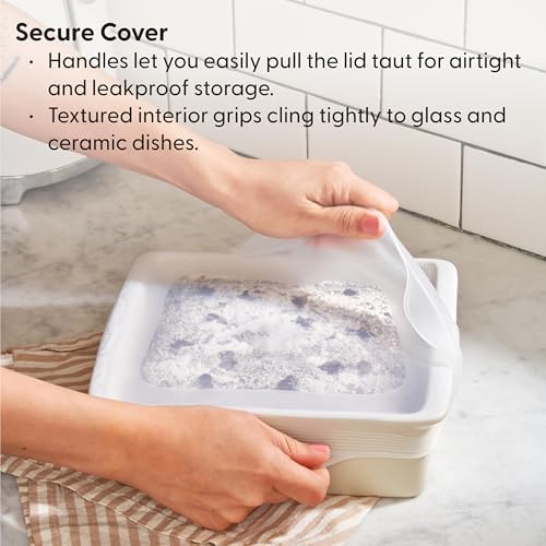W&P Reusable Silicone Stretch Lid, Brownie (8 x 8) Set of 2, Dishwasher Safe, Freezer Safe, LFGB/Premium Silicone, Microwave Safe, Clear - Image 4