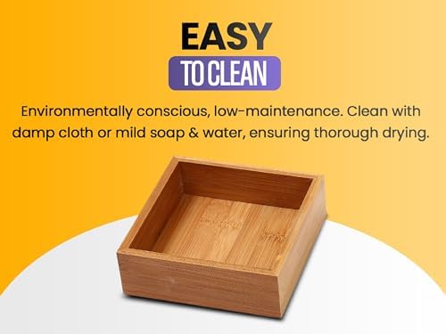 YBM Home Bamboo Drawer Organizer Storage Box for Kitchen Drawer, Junk Drawer, Office, Bedroom, Children Room, Craft, Sewing, and Bathroom 3x3x2 inch - Image 6