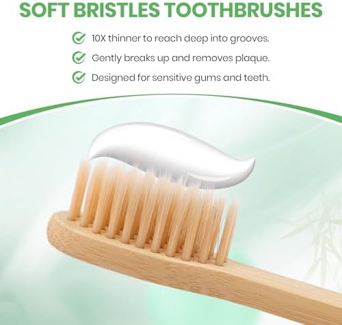 Daletu Bamboo Toothbrushes Soft Bristles 10 Pack, Biodegradable BPA Free Soft Bristles Toothbrushes for Adult, Eco-Friendly, Natural Wooden Organic Toothbrush - Image 4